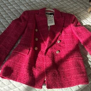 Zara Women's Pink Tweed Blazer